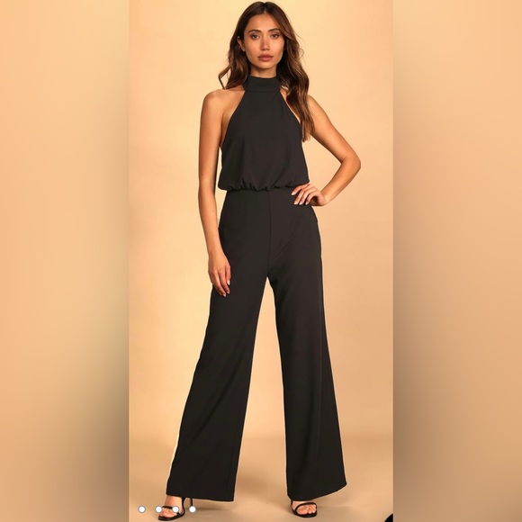 Black Halter Jumpsuit - Picture 1 of 10